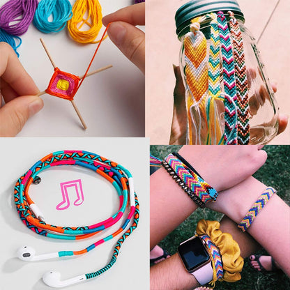 Embroidery Floss 50 Skeins Cross Stitch Thread Rainbow Color Friendship Bracelets Crafts Floss with 12 Pcs Floss Bobbins and 1 Pcs Needle-Threading Tool