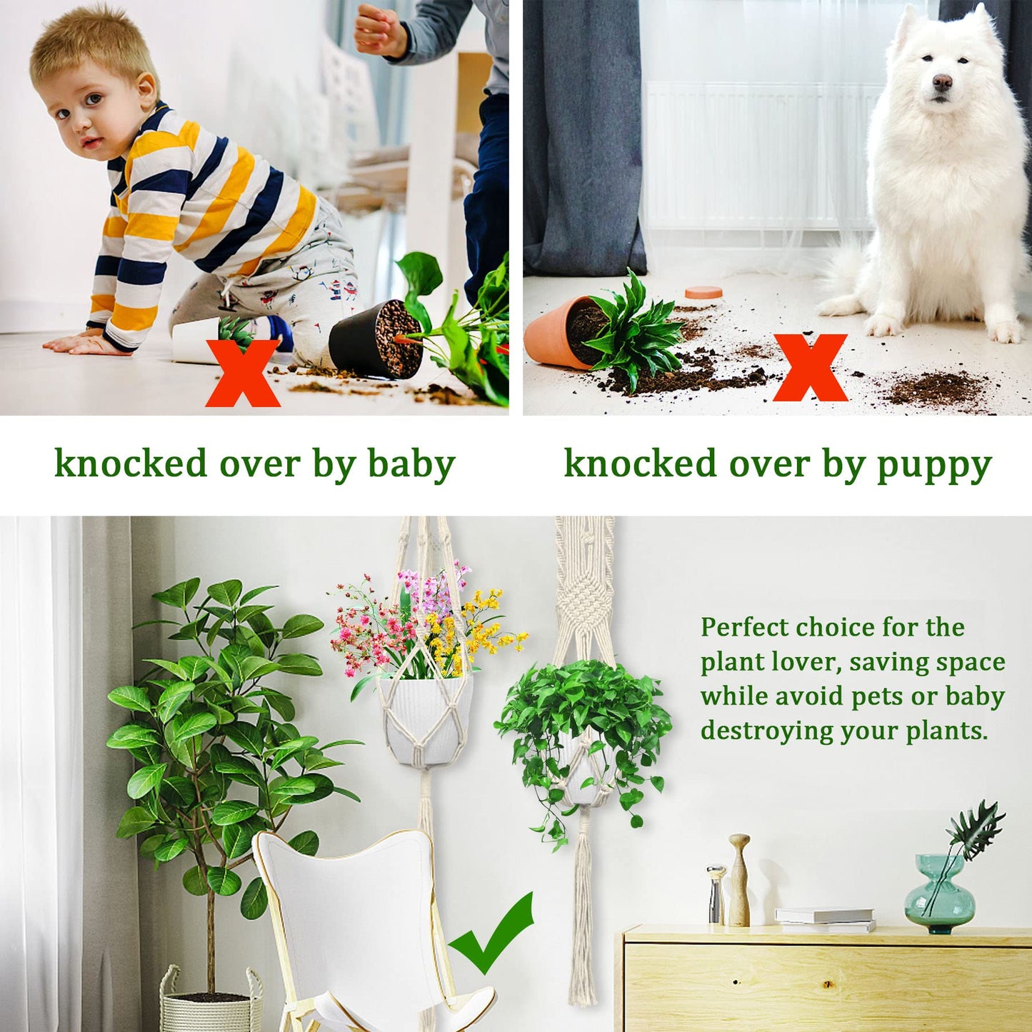 Macrame Plant Hanger,7 Pack Plant Hanger Indoor Hanging Planters with 7Pcs Ceiling and S Hooks-Handmade Macromay Plant Hangers Outdoor Macrame Plant Holder for Boho Home Decor