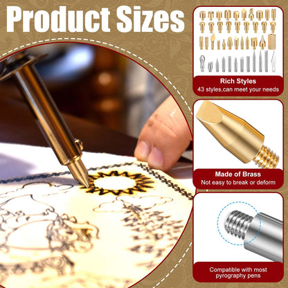 43 Pcs Wood Burning Tips Kit, Wood Burning Letters Numbers Alphabet Stamps Different Shape Stencils Templates for Embossing Branding Crafts Personalization Tools(Different Shape)