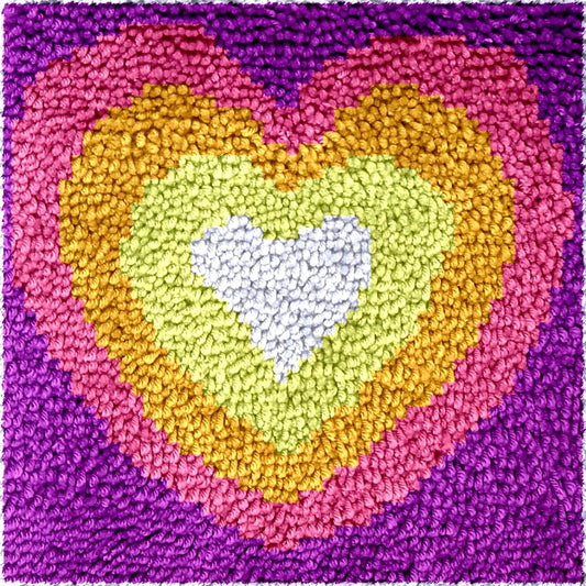 Latch Hook Kits for Kids,DIY Rug Crafts Love Rainbow Pattern Color Printed Canvas,Latch Hook Kits for Beginners Handmade Needlework Crafts Home Decoration,12"x12" NT1