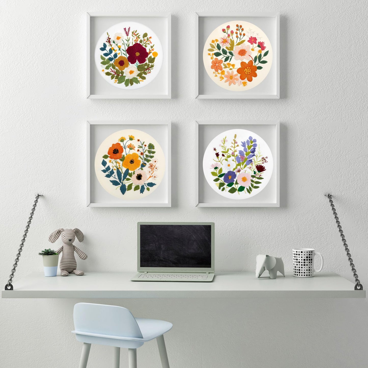 Embroidery Kit for Beginners with Instructions,Cross Stitch Kits for Adults with Pattern,Needlepoint Kits for Adult Include Embroidery Cloth Hoops Needles Threads (flowers2)