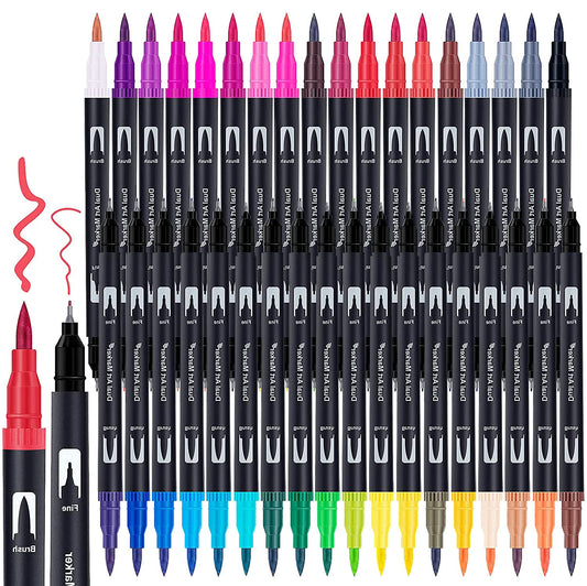 Dual Brush Marker Pens, 36 Colors Art Markers with Fine and Brush Tip Coloring Markers for Adults, Marker for Journaling Calligraphy Drawing Sketching Doodling Illustrating