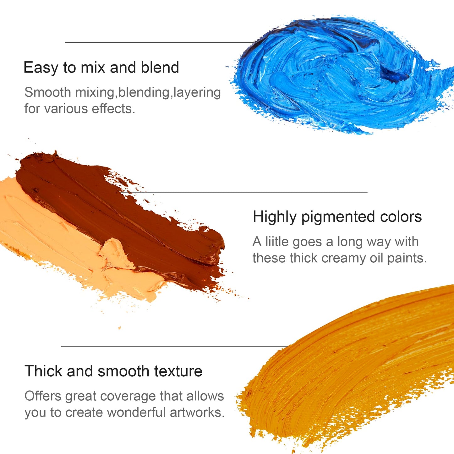 Oil Paint Set, 24x12ml/0.4 Fl Oz Tubes, Non-toxic Oil Based Paints for Canvas Crafts, Great Value Art Supplies for Artists, Adults & Beginners