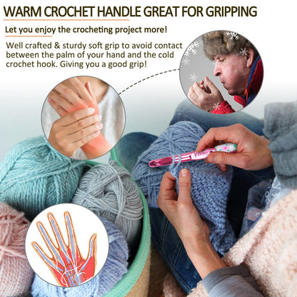 Warm Crochet Hooks Large, 10mm 9mm 8mm 7mm 6.5mm Large Crochet Hooks for Chunky Yarn Blanket Sweater Thick Wool, Big Crochet Kit for Arthritic Hands Knitting & Crochet Supplies