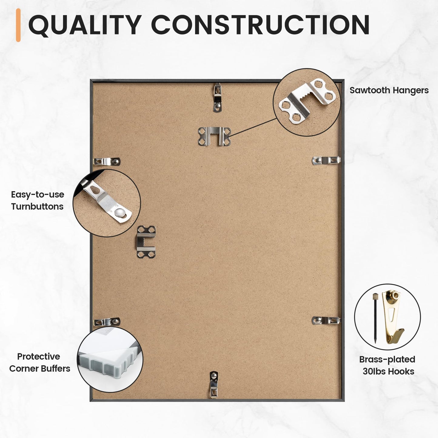 11x14 inch Black Metal Picture Frame - Set of 4 with High Definition Plexiglass and Premium Aluminum Alloy