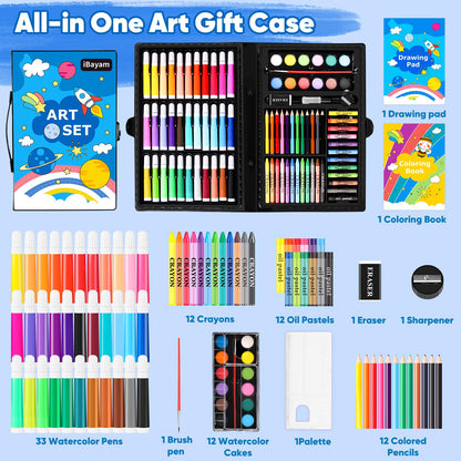 Art Supplies, 149-Pack Drawing Kit Painting Art Set Art Kits Gifts Box, Arts and Crafts for Kids Girls Boys, with Coloring Book, Crayons, Pastels, Pencils, Watercolor Pens & Cakes