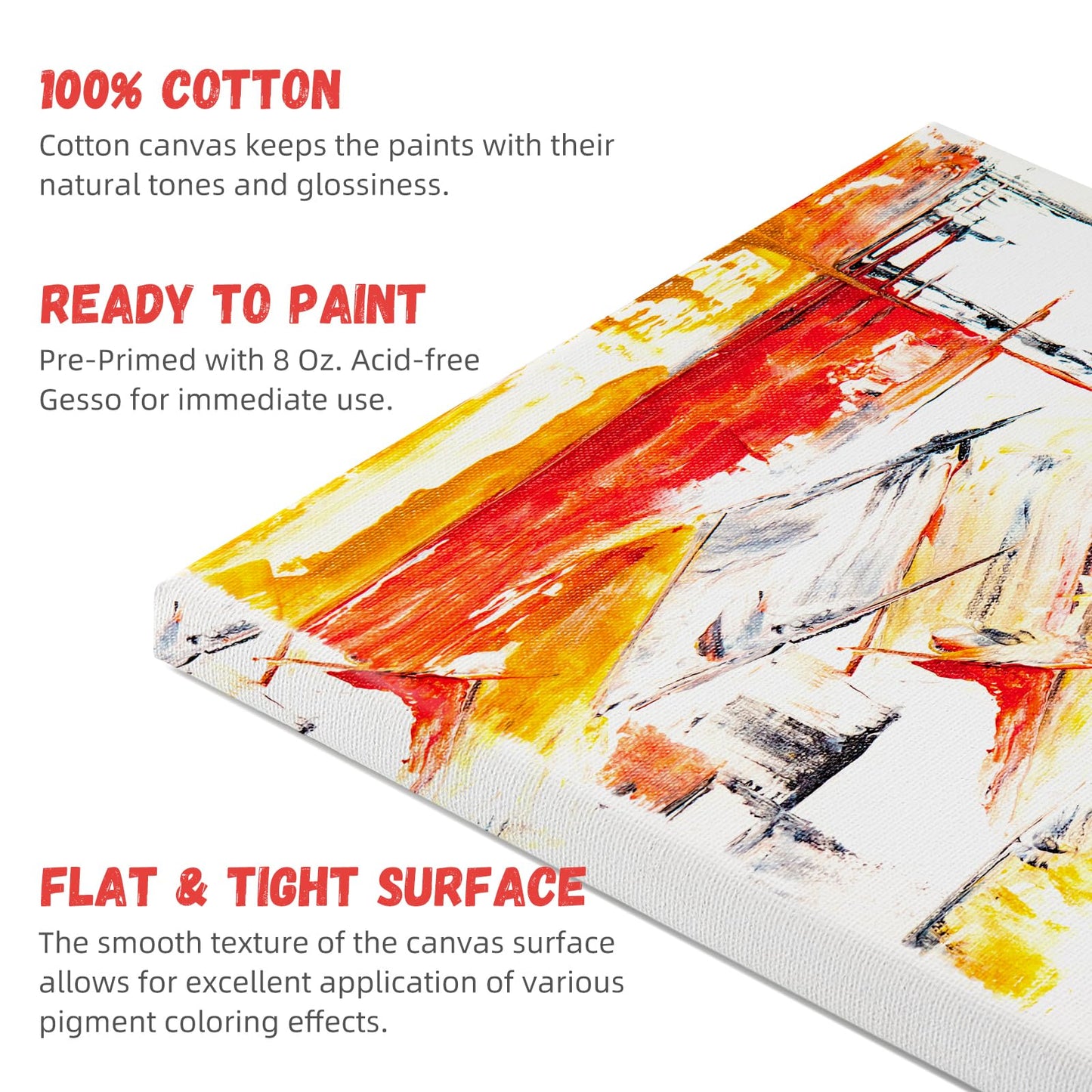 2 Pack Stretched Canvas for Painting 11x14 Inch, 100% Cotton Blank Painting Canvas for Acrylic or Oil Paint, Pre-Primed, 5/8 Inch Profile