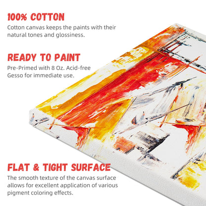 2 Pack Stretched Canvas for Painting 11x14 Inch, 100% Cotton Blank Painting Canvas for Acrylic or Oil Paint, Pre-Primed, 5/8 Inch Profile