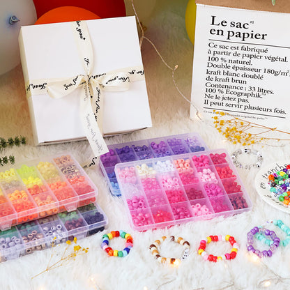 96 Colors 3000pcs Pony Beads Bracelet Making Kit Friendship Bracelet Kit Rainbow Kandi Beads with Letter and Heart Beads Elastic Threads for Jewelry Necklace Making