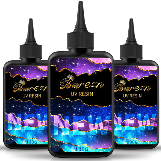 300g UV Cure Resin Hard, Upgraded Crystal Clear Premixed Resin for Jewelry Making and Craft Decoration(3 x 100g)