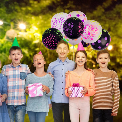 35Pieces Neon Balloons Blacklight Party Balloons Set, 12” Latex Balloon Black Lights for Glow Party, Mini Polka Dots Glow in the Dark Balloons for Birthday Wedding Arch Themed Party Supplies