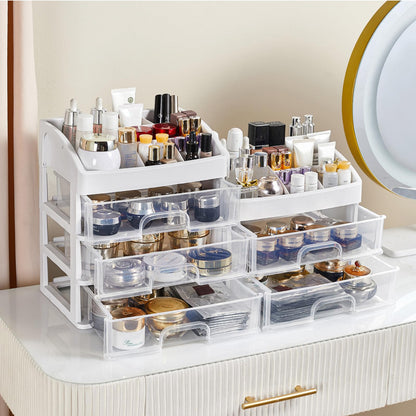 Desk Organizer with Drawers, 3 Drawers Storage Organizer, Desktop Storage Drawers for Office/School Supplies, Plastic Stationary Makeup Organizer, Desk Storage Box for Office, School, Home