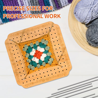7.6 in Blocking Boards for Crochet Projects with Rose Pattern, Crochet Blocking Board with Pegs, Granny Square Blocking Board with 20 Stainless Steel Pegs, Bamboo