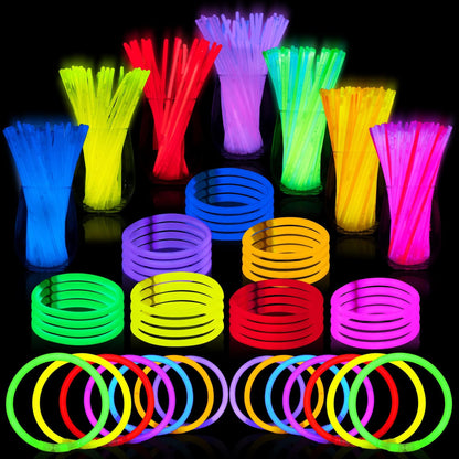 200 Pcs 8" Glowsticks, Bracelets Necklaces, Glow in the Dark Party Favors, Easter, Christmas, Halloween Supplies Pack, Football Party Supplies