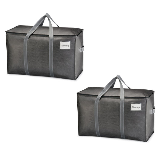 2 Pack Moving Bags, Heavy Duty, Moving Boxes Alternative, Packing Storage Supplies for Dorm Room Essentials with Zipper for Clothes, Extra Large Totes for Packaging (Dark Gray, 2 Pack)