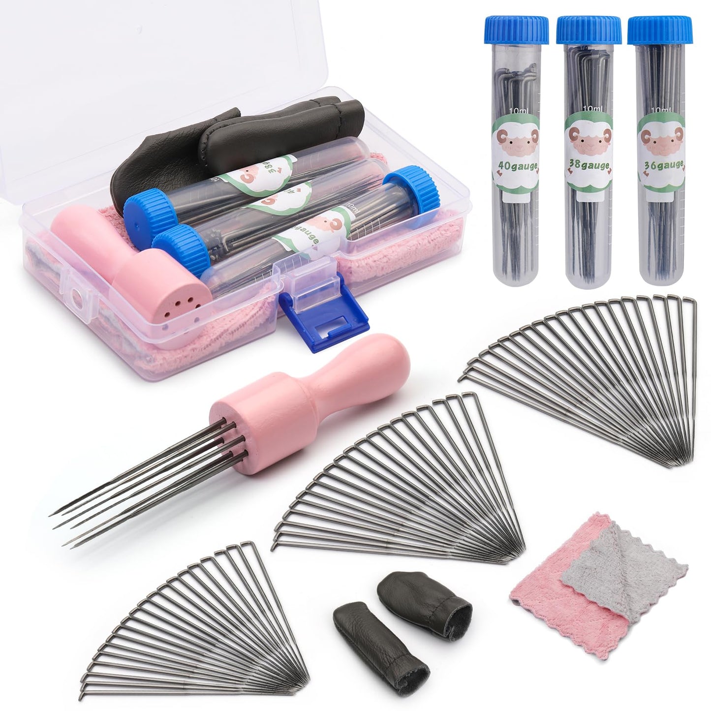 63PCS Needle Felting Kit, Needle Felting Tools,Wool Needle Felting Supplies with Needles Felting Needles, Wooden Handle, Needle Felting Tools, Perfect for DIY Felting Wool Projects