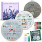Embroidery Kit for Adult Beginners, 3-Pack 33-Stitch Practice Samplers, Pre-Stamped Patterns, 7.8 Inch Hoop, Threads and Needles, Step-by-Step Guide with Video