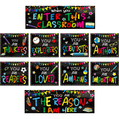 Decorations Bulletin Board Poster Banner Set Classroom Party Supplies for Kindergarten Pre-School Primary High School(When You enter Classroom)