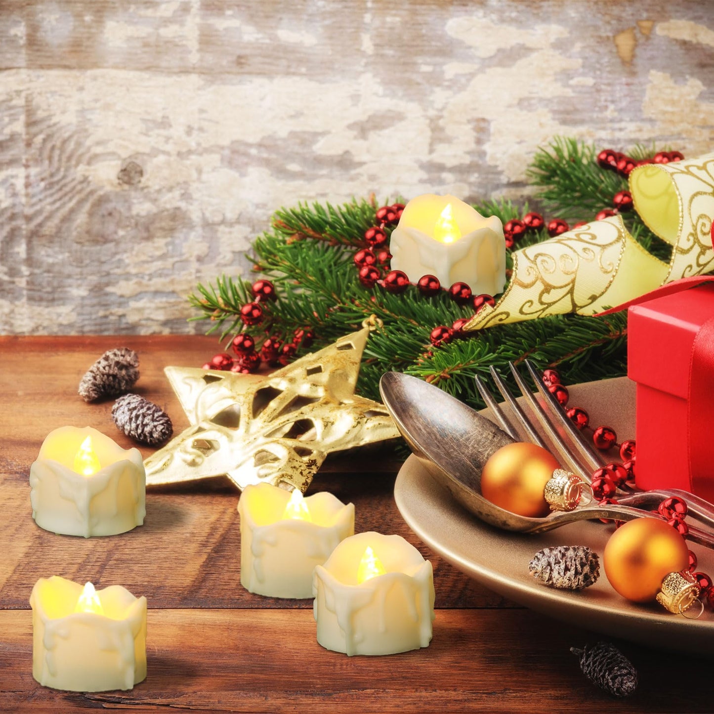 12 Pack Timer Tea Lights Candles Battery Operated, Flameless Flickering LED Timer Votive Tealight, Outdoor Flicker Electric Fake Candles Bulk for Christmas Halloween Pumpkin Light Decorations