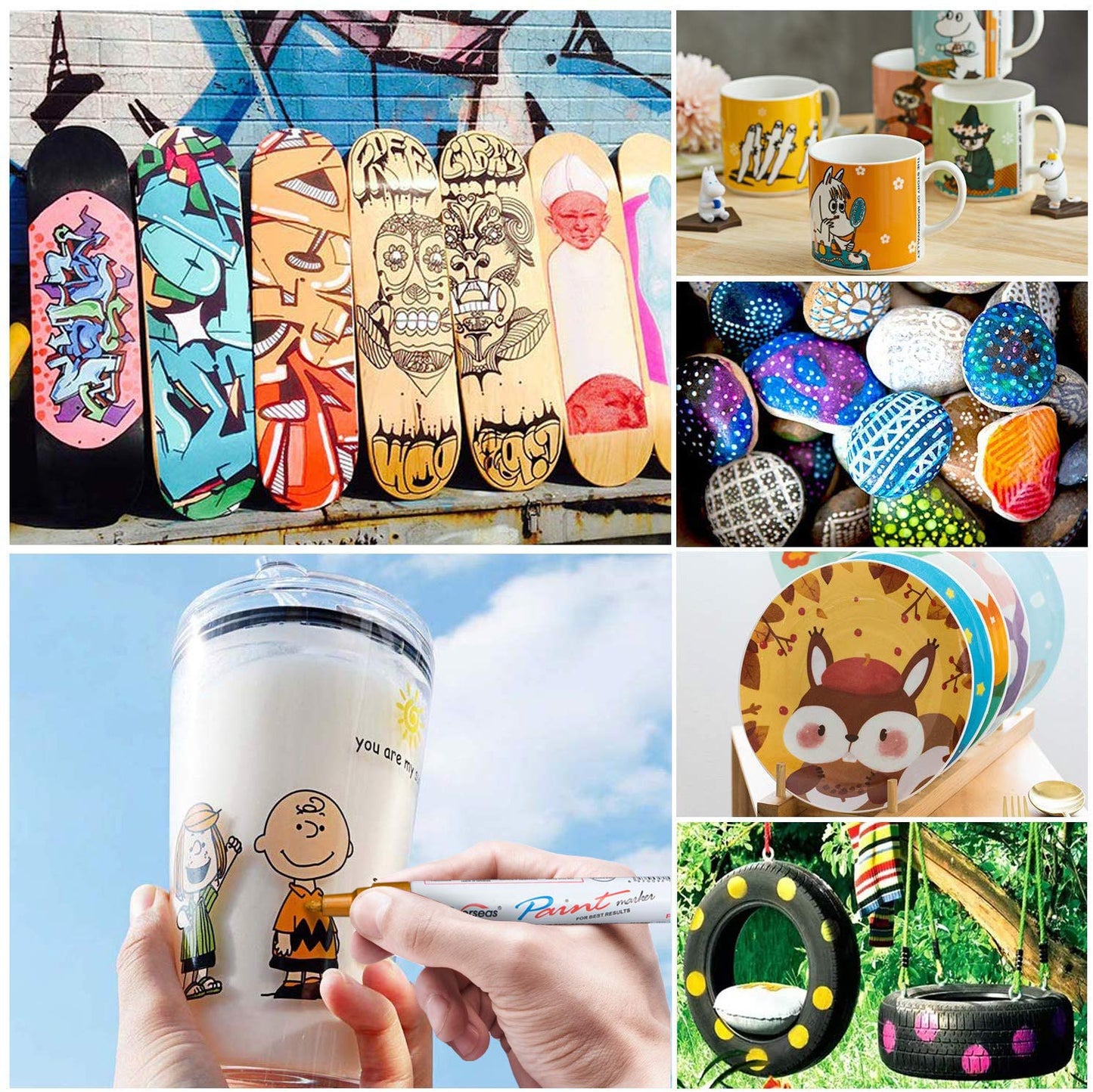 Paint Pens Paint Markers on Almost Anything Never Fade Quick Dry and Permanent, Oil-Based Waterproof Marker Pen Set for Rocks Painting, Wood, Fabric, Plastic, Canvas, Glass, Mugs, DIY Craft