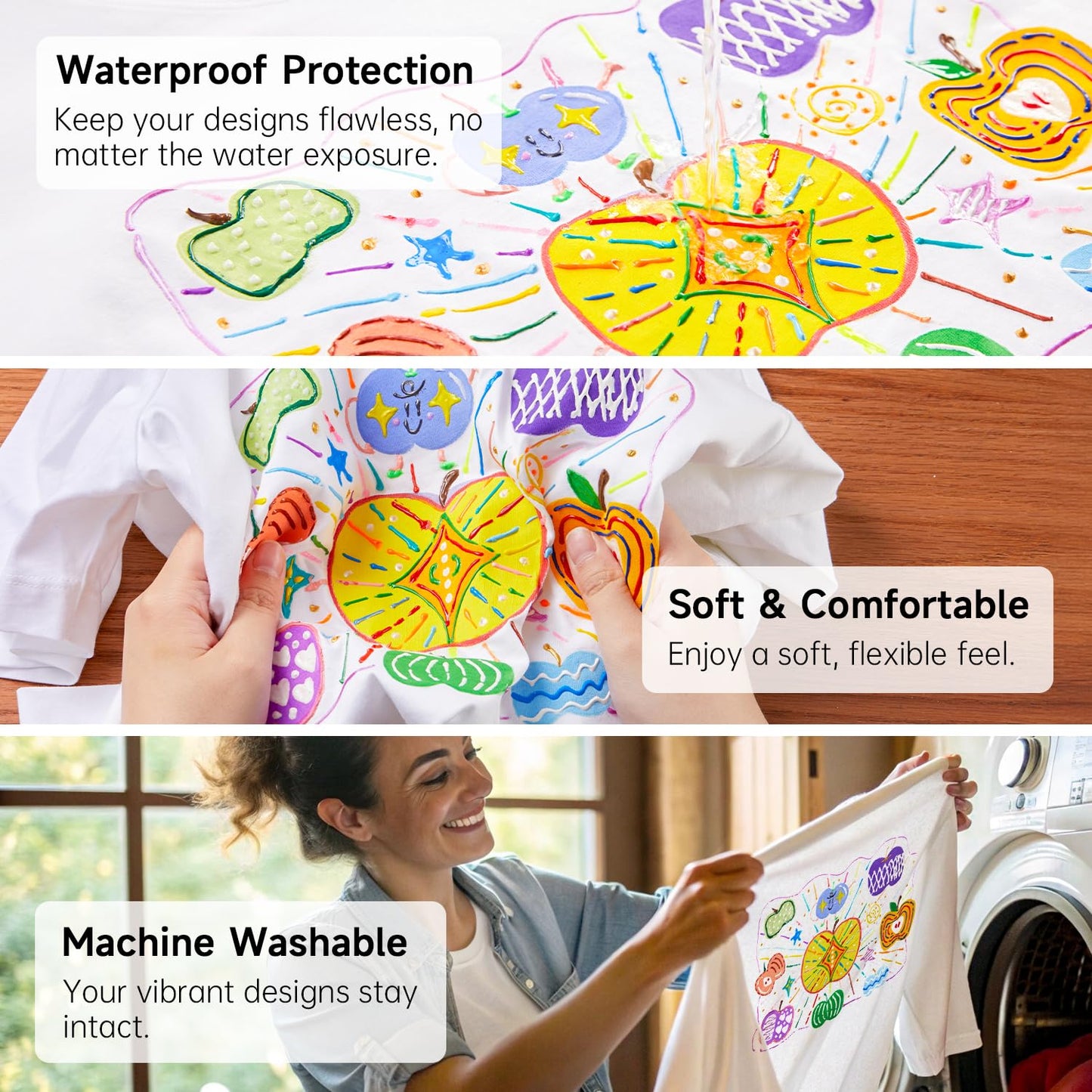 Fabric Paint Set, 45 Colors 3D Permanent Paint with Brushes Palette Pen Fabric Sheet Stencils, Glow in The Dark, Glitter,Metallic Colors for Textile Fabric T-shirt Jeans Glass