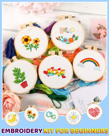 10 PCS Cross Stitch Kits for Beginners, Embroidery Beginner Kits for Kids 7-13, Include Instructions, Cross Stitch Kits with Pattern, Needlepoint Kits for Embroidery Projects