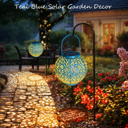 Outdoor Solar Big Lanterns Waterproof, Go2garden Gifts for Women Mom Garden Yard Decor Lights for Patio, Yard, Party Ornaments,Birthday Mothers Day Gifts for Grandma (1 Pack, Teal Blue)