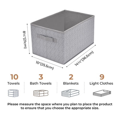 Storage Baskets for Shelves, Fabric Storage Bins with Handles, Collapsible Storage Boxes, Closet Storage Bins, Organizers and Storage, Gray, Large, 3-Pack