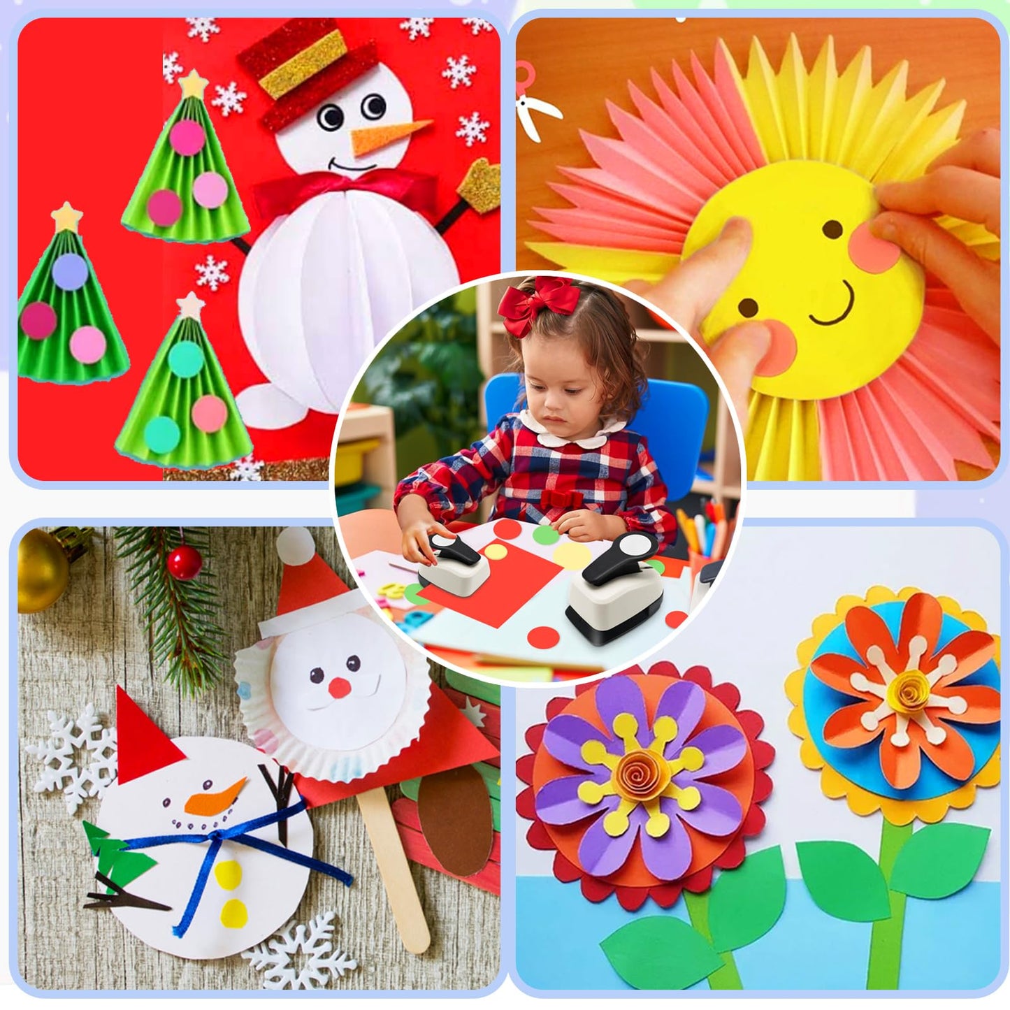 Circle Punch, Circle Hole Punch, Paper Hole Puncher, 3 PCS CirclePunch Set, 1 inch Hole PunchCircle, 5/8'' CirclePaper Punchers, 3/8'' Craft Punches, HolePuncher for Crafts, Shape Punches