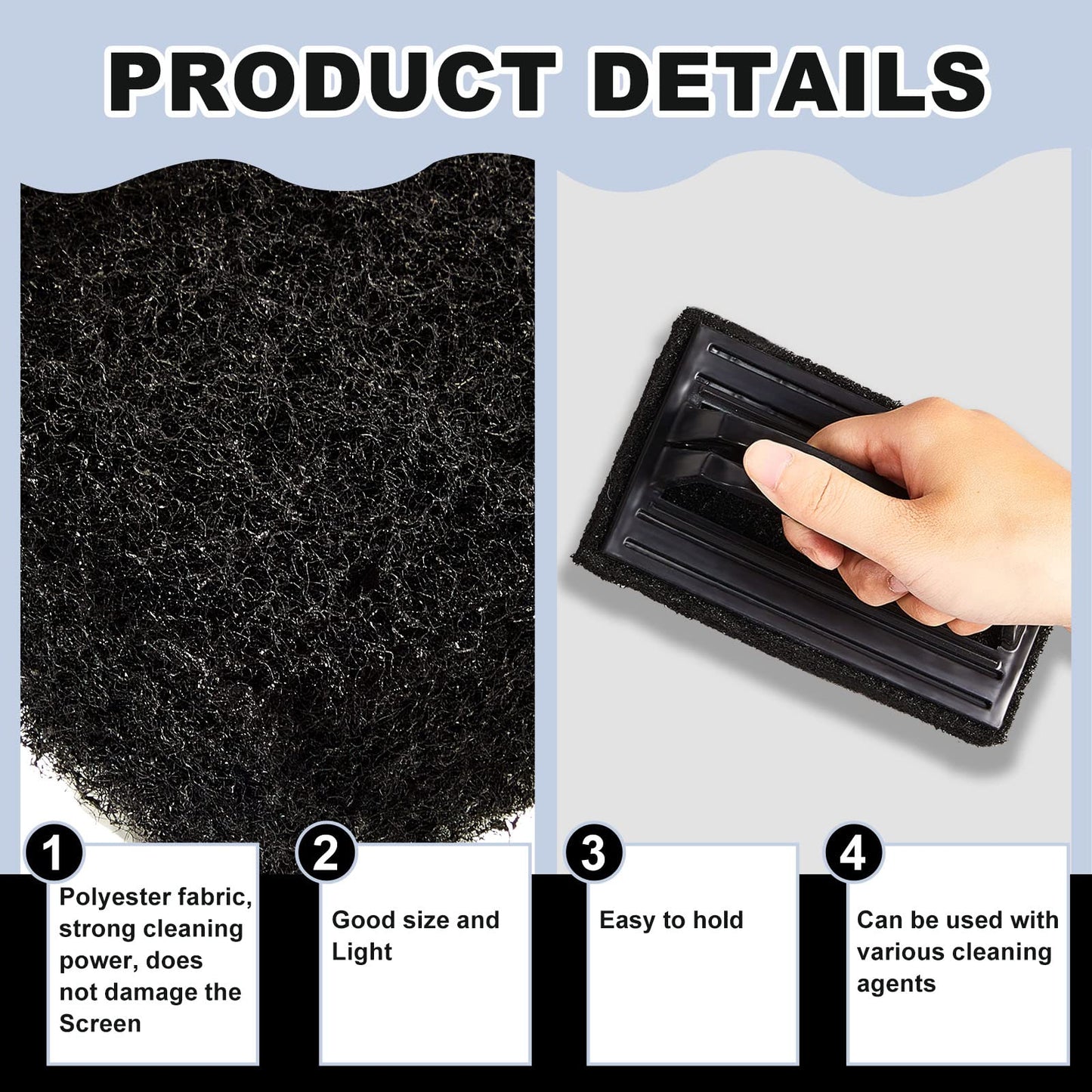 6 Pcs Screen Printing Scrub Pad with Black Handle Screen Print Ink Scrub Brush Chemical Resistant Scrub Cleaner Screen Printing Supplies for Degreasing Reclaiming Mesh Frames Silkscreen Ink Remover