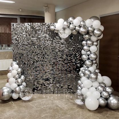 120pcs 5 inch Metallic Silver, Small Chrome Silver Latex Balloons for Graduation Wedding Baby Shower Disco Birthday Party Decorations