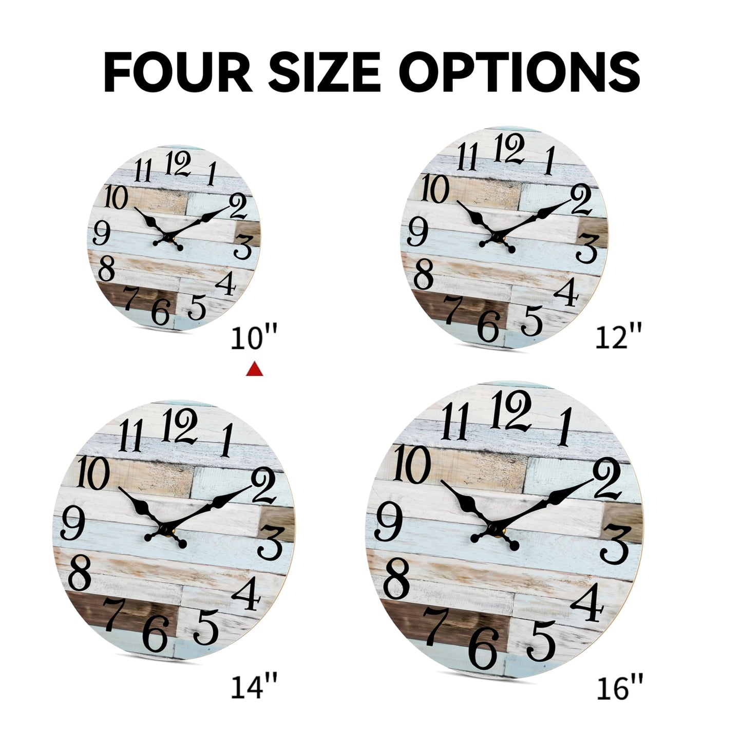 Wall Clock Battery Operated 10 Inch Silent Non-Ticking Coastal Country Style Decorative for Living Room, Kitchen, Home,Bathroom, Bedroom, Laundry Room