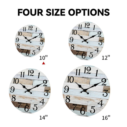 Wall Clock Battery Operated 10 Inch Silent Non-Ticking Coastal Country Style Decorative for Living Room, Kitchen, Home,Bathroom, Bedroom, Laundry Room