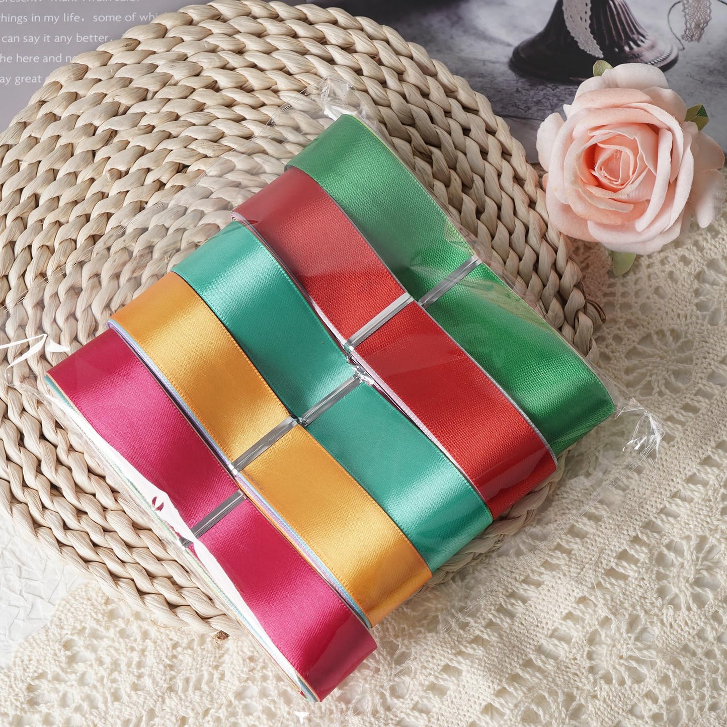 Craft Solid Satin Ribbon Ribbons Assorted 40 Yards Craft Bow Party Decoration Packing Ribbons (Mix, 1"(25mm))