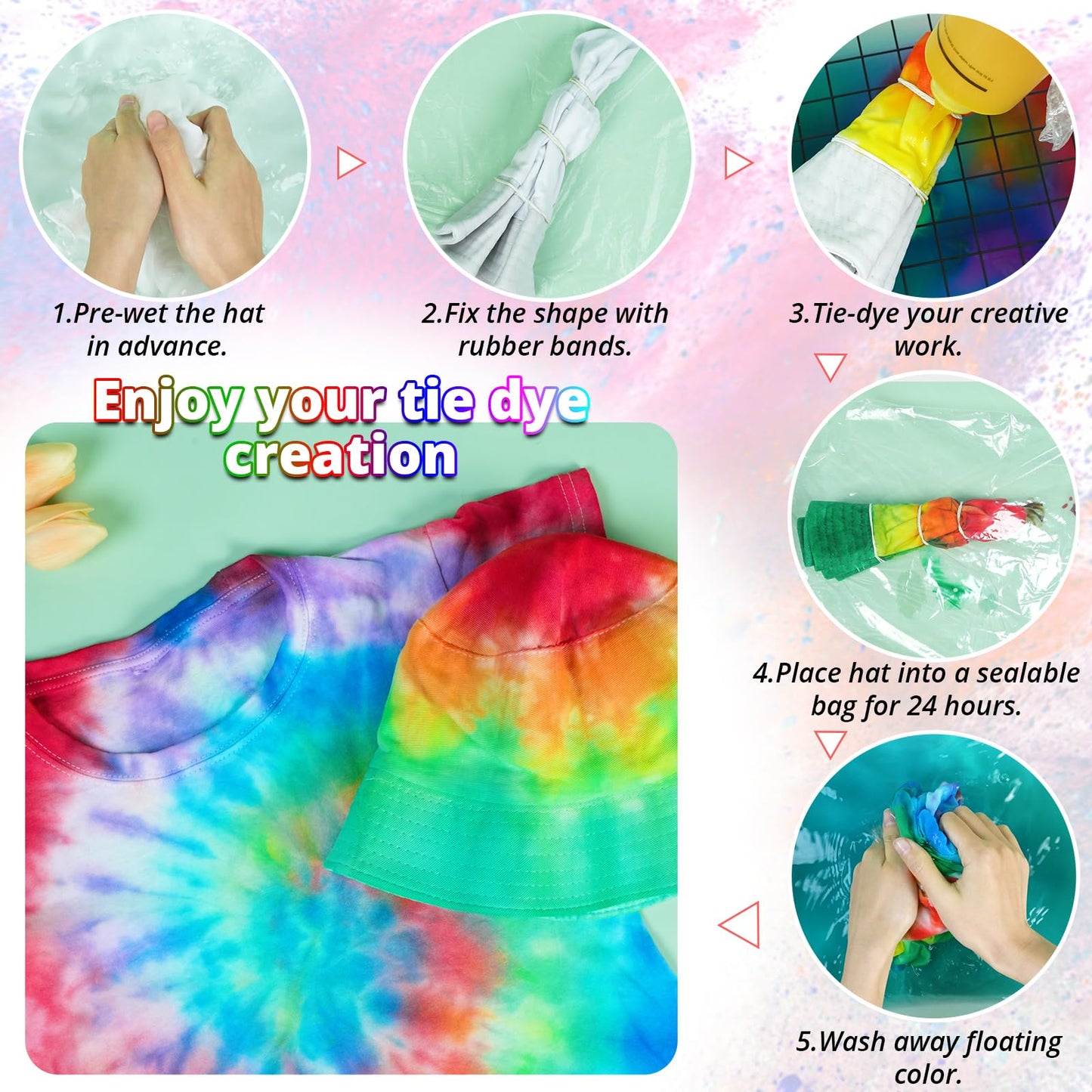Large Tie Dye Kit - 16.9 oz Tye Dye Kit Pre-Filled Easy Squeeze Bottles & Refills Powder, 6 Vibrant Colors Permanent Non-Toxic Tie Dye Kit for Large Groups Kids Adults Party Activity