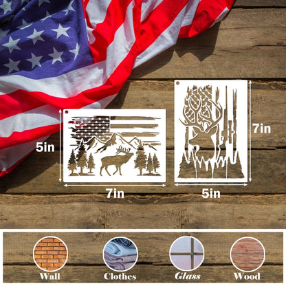 American Flag Stencil Star Stencils for Painting Union 50 Stars 1776 Military We The People Template for Flag Patriotic Wood Burning Stencils for Spray Paint on Shirt Project Crafts (12 Flag)