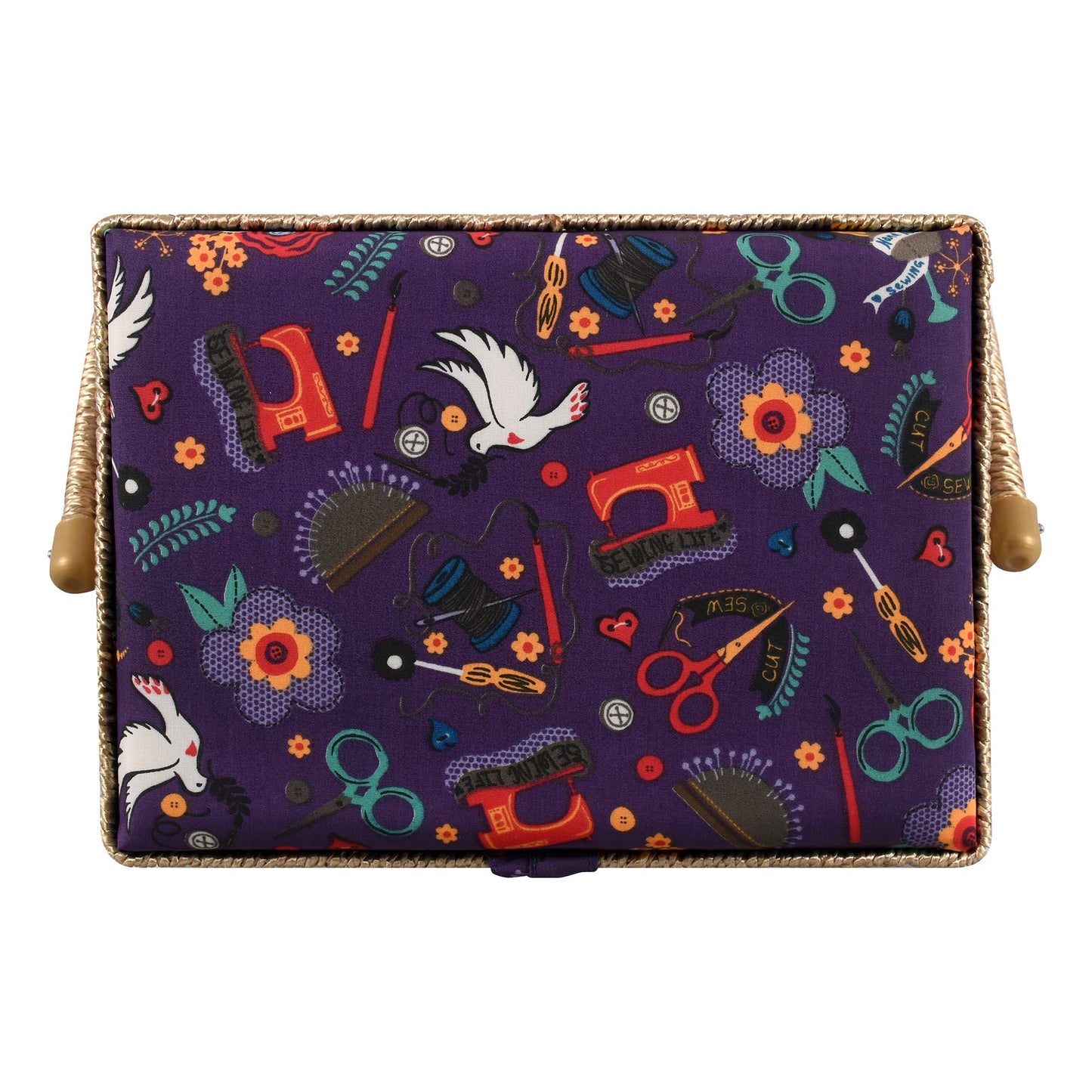 Sewing Basket with Sewing Kit, Needles, Thread, Scissors, and Notions- Purple