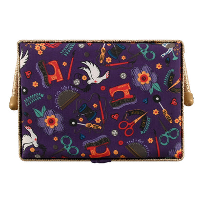 Sewing Basket with Sewing Kit, Needles, Thread, Scissors, and Notions- Purple