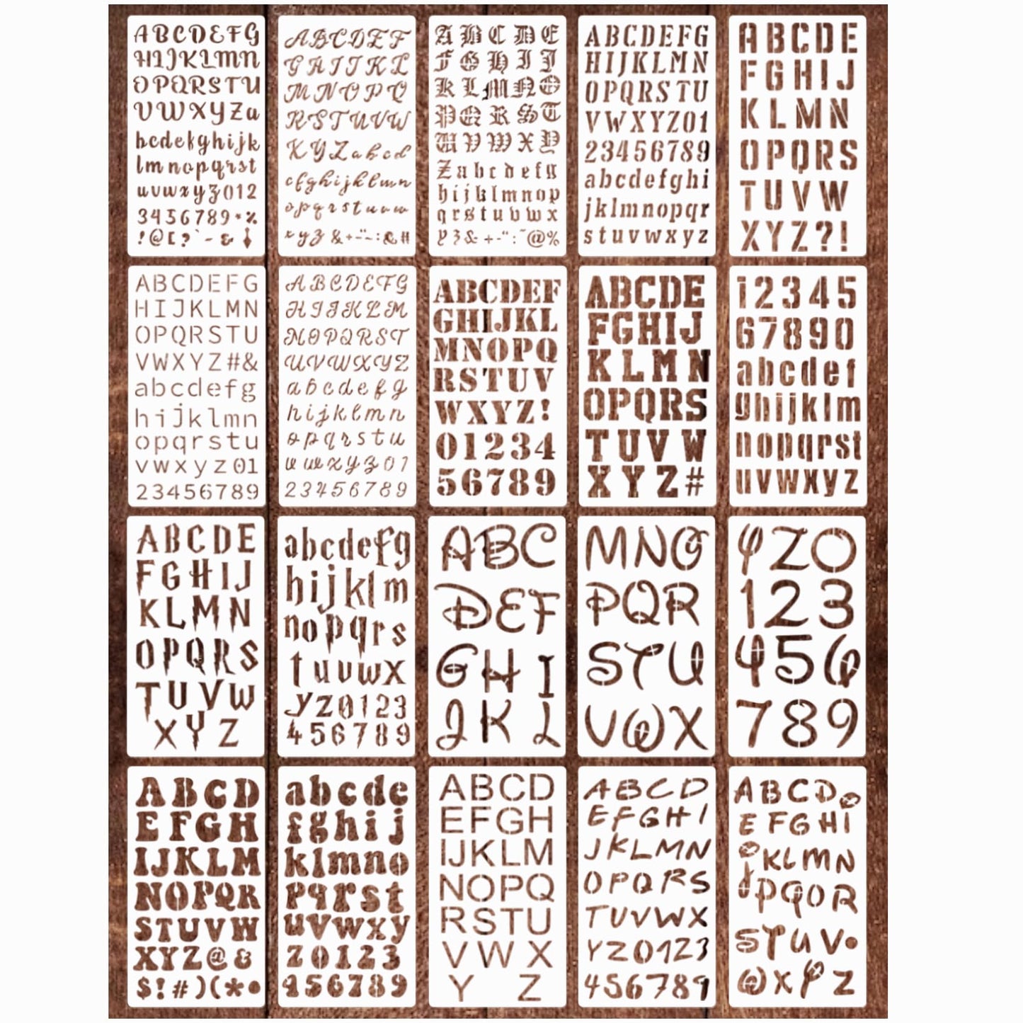 20 Pieces Letter Stencils Reusable Letter Stencils for Painting on Wood, Plastic Alphabet Numbers Stencils, Letter Stencil Template for Notebook, Journal, Scrapbook Decorations (20 Letter)