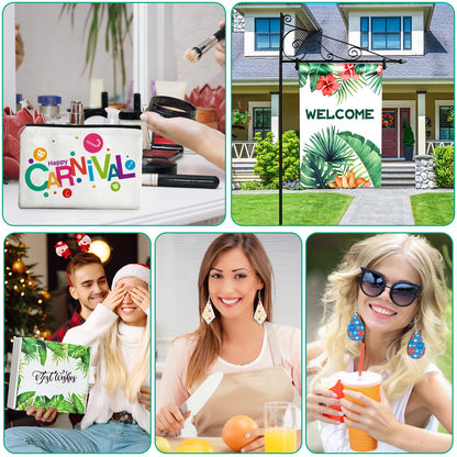 114Pcs Sublimation Blanks Products, Sublimation Blank Set Including DIY Blank Makeup Bag, Keychain, Earring, Pillow Cover, Mouse Pad, Coaster, Garden Flag for Sublimation Transfer Heat Press Craft