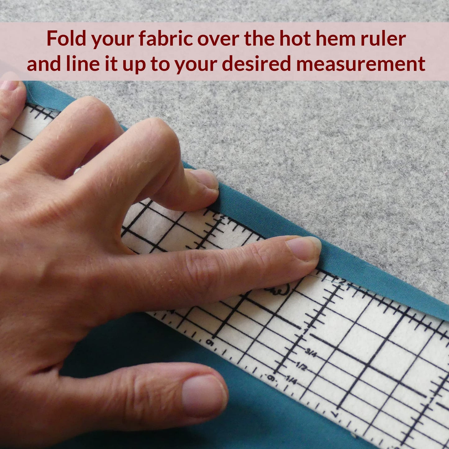 Hot Hem Ruler for Quilting and Sewing – Non-Slip Hot Ironing Ruler and Pleats with Dry or Steam Iron on Quilt Blocks and Clothes - 10" x 2.5"