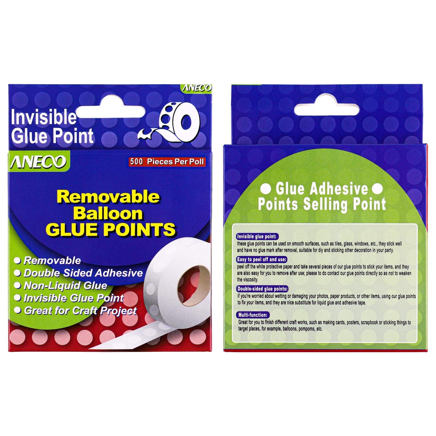 500 Pieces Clear Balloon Glue Points Removable Adhesive Dots Double Sided Glue Points Stickers Non Trace Adhesive Glue Tape for Craft Supplies Decoration, 500 Pieces Per Roll