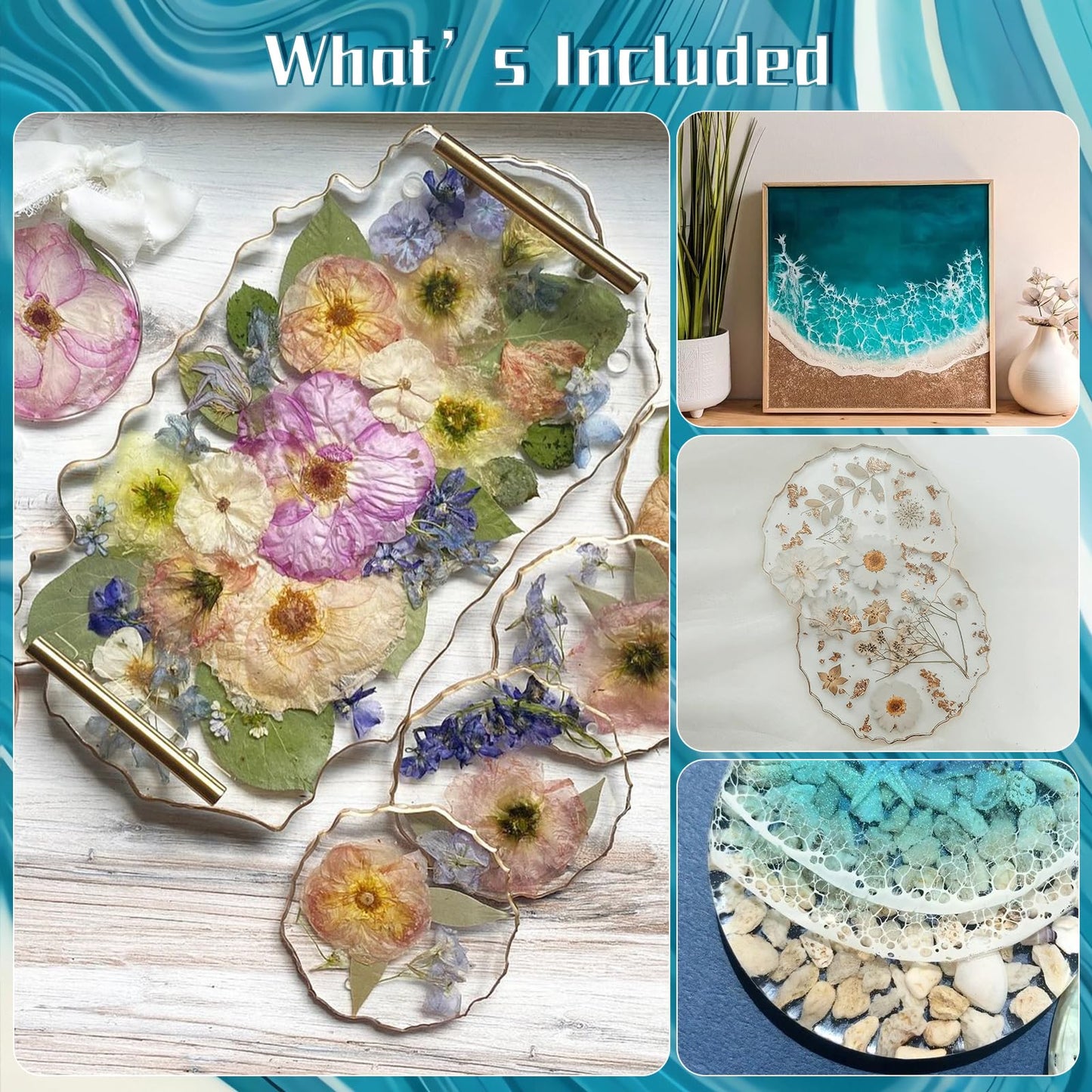 16OZ Epoxy Resin Kit-Crystal Clear and Hardener Epoxy Resin kit,No Yellowing, No Bubbles for Jewelry Making Molds Crafts DIY 1:1 Ratio（8OZx2