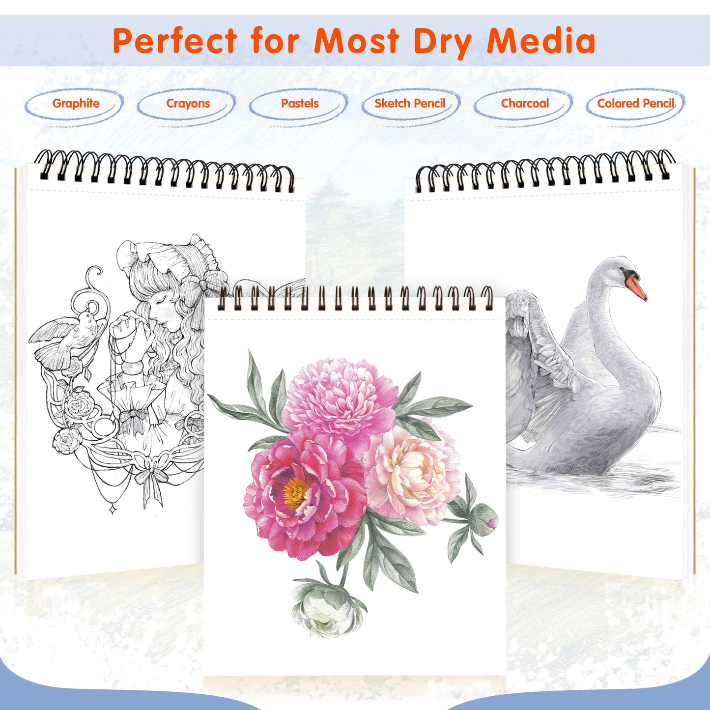 9"X12" Sketch Book | 160 Sheets (68 lb/100gsm) | 2 Pack Sketchbooks | Top Spiral Bound Artist Sketch Pad | Acid Free Drawing Pad | Ideal for Kids,Beginners,Artists &Painters | Bright White