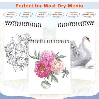 9"X12" Sketch Book | 160 Sheets (68 lb/100gsm) | 2 Pack Sketchbooks | Top Spiral Bound Artist Sketch Pad | Acid Free Drawing Pad | Ideal for Kids,Beginners,Artists &Painters | Bright White