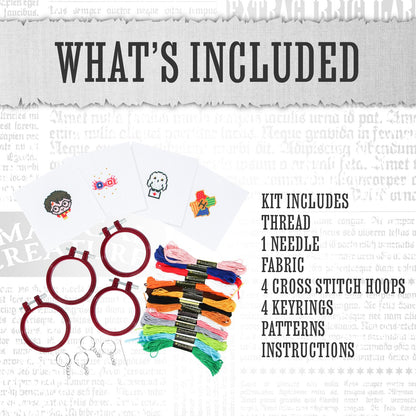Harry Potter Stamped Cross Stitch, Embroidery Kit - Officially Licensed Wizarding World Merchandise, Easy Craft Activity for Movie Fans, Starter Kit for Needlework Beginners