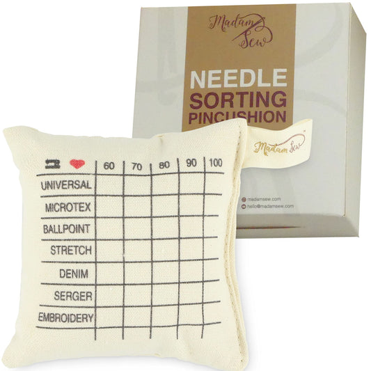 Needle Sorting Pin Cushion – Sewing Pin Holder Pincushion Organizes Sewing Machine Needles for Fast, Easy Identification – Sorts 5 Sizes and 7 Types of Quilting and Embroidery Needles