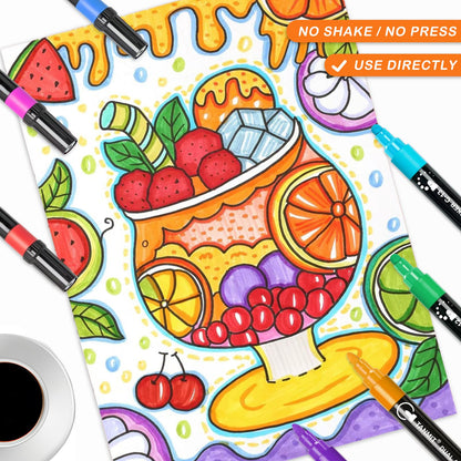 24 Colors Dual Tip Acrylic Paint Pens for Rock Painting, Wood, Canvas, Stone, Glass, Ceramic Surfaces, DIY Crafts Making Art Supplies (Round Tip and Fine Tip)