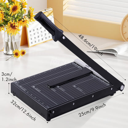 12-Inch Guillotine Paper Cutter, 15 Sheet Capacity, Blade Lock & Magnetic Guide, Heavy-Duty Metal Base for Precision Cutting of Cardstock, Photos, and Crafts - Ideal for Home & Office