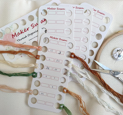 Gold Embroidery Hand Needles (1-3-5-7-8-9 Bundle Pack), Large Eye Sharp End Embroidery and Cross Stitch Needles with Maker Susan Thread Organizer Card (Total 8 Needles, 1 Organizer Card)